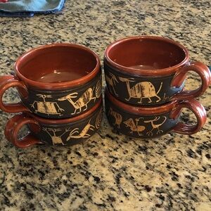 Handcrafted Brown Ceramic Mugs Set